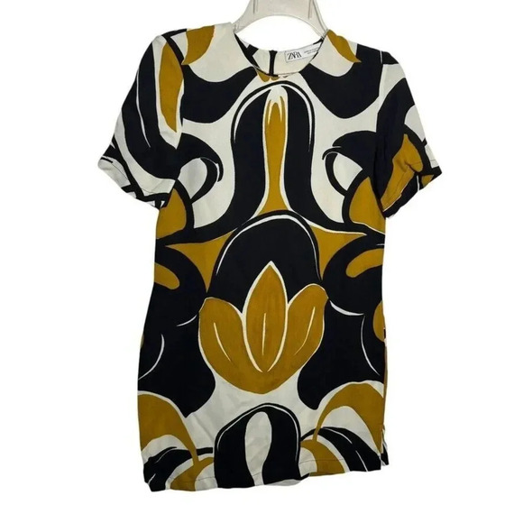 ZARA Womens Short sleeve shift dress bold print size XS - Picture 8 of 10